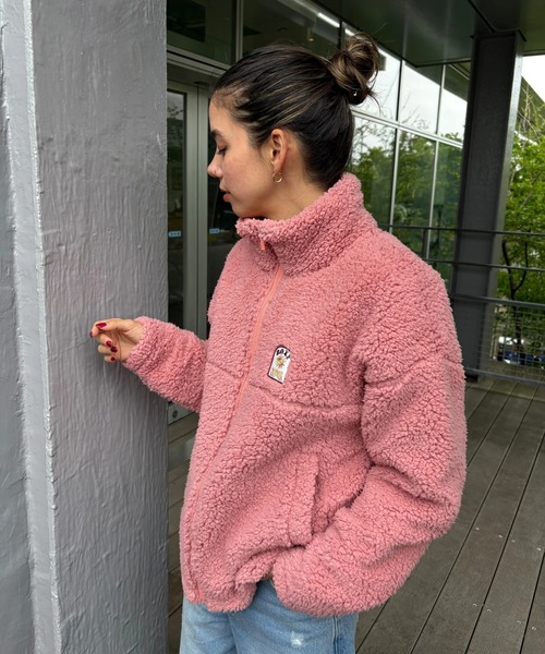 ROXY（ロキシー）の「BELLIS BOA JACKET/ロキシー撥水加工モコモコボアジャケット・ブルゾン（ブルゾン・レディース・コーラル/ブラック/ナチュラル/ブラウン/グリーン・SMALL/MEDIUM/LARGE）」の5枚目の写真