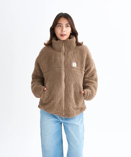 ROXY（ロキシー）の「BELLIS BOA JACKET/ロキシー撥水加工モコモコボアジャケット・ブルゾン（ブルゾン・レディース・コーラル/ブラック/ナチュラル/ブラウン/グリーン・SMALL/MEDIUM/LARGE）」の6枚目の写真