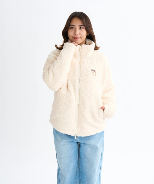 ROXY（ロキシー）の「BELLIS BOA JACKET/ロキシー撥水加工モコモコボアジャケット・ブルゾン（ブルゾン・レディース・コーラル/ブラック/ナチュラル/ブラウン/グリーン・SMALL/MEDIUM/LARGE）」の9枚目の写真