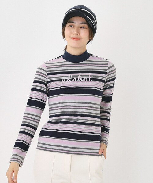 adabat（アダバット）の「【吸湿発熱】マルチボーダー長袖モックネックT（Tシャツ/カットソー・レディース・ネイビー系2/ホワイト系3・42/40/38/36）」の14枚目の写真