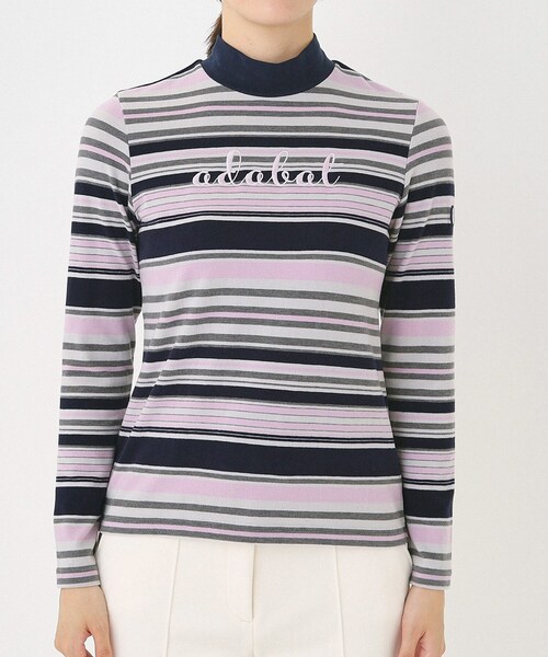 adabat（アダバット）の「【吸湿発熱】マルチボーダー長袖モックネックT（Tシャツ/カットソー・レディース・ネイビー系2/ホワイト系3・42/40/38/36）」の9枚目の写真