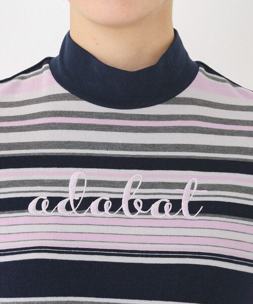 adabat（アダバット）の「【吸湿発熱】マルチボーダー長袖モックネックT（Tシャツ/カットソー・レディース・ネイビー系2/ホワイト系3・42/40/38/36）」の6枚目の写真