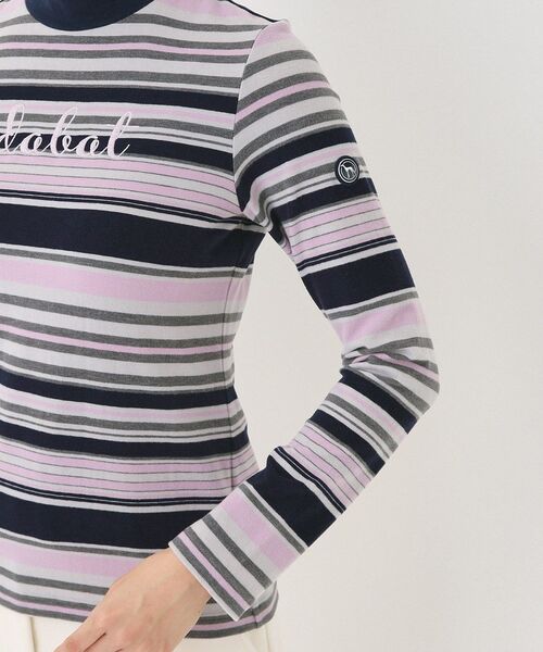 adabat（アダバット）の「【吸湿発熱】マルチボーダー長袖モックネックT（Tシャツ/カットソー・レディース・ネイビー系2/ホワイト系3・42/40/38/36）」の5枚目の写真