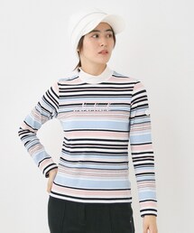 adabat | 【吸湿発熱】マルチボーダー長袖モックネックT(Tシャツ/カットソー)