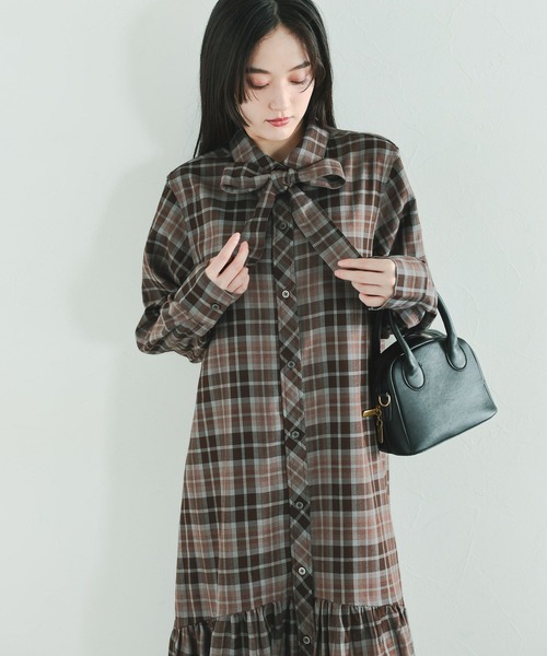 RAGEBLUE（レイジブルー）の「チェックティアードシャツワンピース（ワンピース・レディース・ブラック系/ブラウン系・FREE）」の11枚目の写真