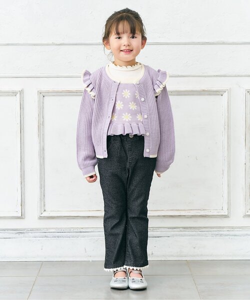 apres les cours（アプレレクール）の「【リンク/洗える】ニットビスチェ&カーディガンセット_ジュニア対応（カーディガン/ボレロ・キッズ・ラベンダー/アイボリー・100/110/130/140/90/120）」の5枚目の写真