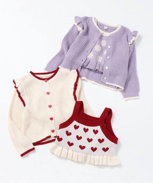 apres les cours（アプレレクール）の「【リンク/洗える】ニットビスチェ&カーディガンセット_ジュニア対応（カーディガン/ボレロ・キッズ・ラベンダー/アイボリー・100/110/130/140/90/120）」の9枚目の写真