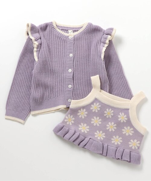 apres les cours（アプレレクール）の「【リンク/洗える】ニットビスチェ&カーディガンセット_ジュニア対応（カーディガン/ボレロ・キッズ・ラベンダー/アイボリー・100/110/130/140/90/120）」の18枚目の写真