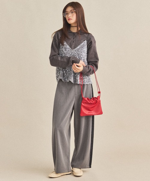 MIRROR STOKE（ミラーストーク）の「【ZOZO限定】SIDE LACE WIDE PANTS/サイドレースワイドパンツ（その他パンツ・レディース・ブラウン/グレー・MEDIUM）」の11枚目の写真