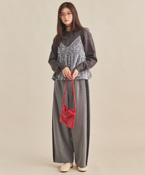 MIRROR STOKE（ミラーストーク）の「【ZOZO限定】SIDE LACE WIDE PANTS/サイドレースワイドパンツ（その他パンツ・レディース・ブラウン/グレー・MEDIUM）」の10枚目の写真