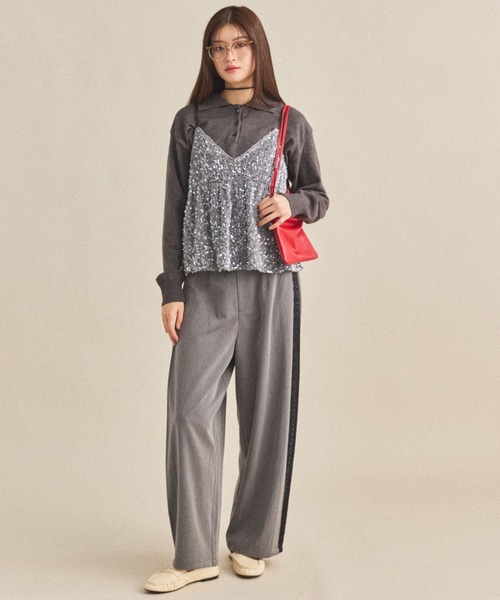 MIRROR STOKE（ミラーストーク）の「【ZOZO限定】SIDE LACE WIDE PANTS/サイドレースワイドパンツ（その他パンツ・レディース・ブラウン/グレー・MEDIUM）」の9枚目の写真