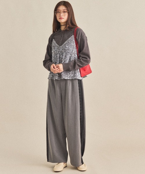MIRROR STOKE（ミラーストーク）の「【ZOZO限定】SIDE LACE WIDE PANTS/サイドレースワイドパンツ（その他パンツ・レディース・ブラウン/グレー・MEDIUM）」の8枚目の写真