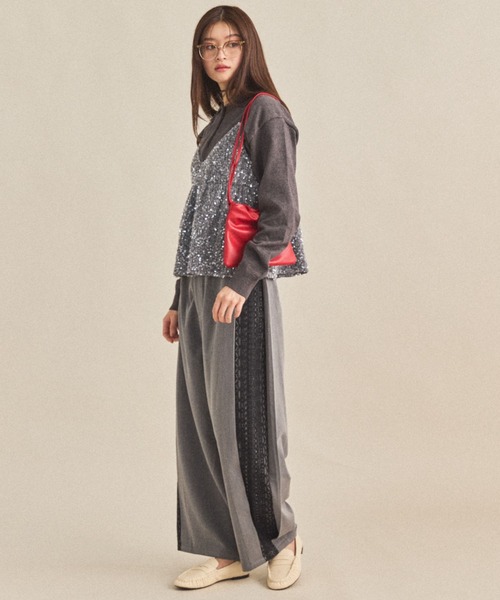 MIRROR STOKE（ミラーストーク）の「【ZOZO限定】SIDE LACE WIDE PANTS/サイドレースワイドパンツ（その他パンツ・レディース・ブラウン/グレー・MEDIUM）」の7枚目の写真