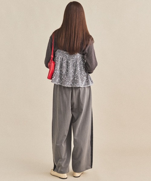 MIRROR STOKE（ミラーストーク）の「【ZOZO限定】SIDE LACE WIDE PANTS/サイドレースワイドパンツ（その他パンツ・レディース・ブラウン/グレー・MEDIUM）」の6枚目の写真
