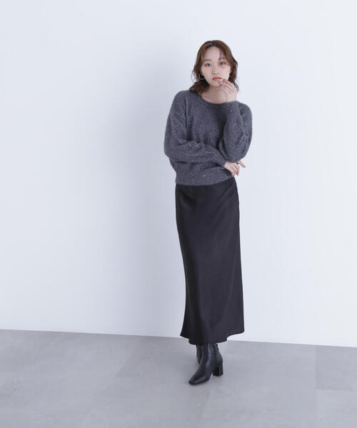 NATURAL BEAUTY BASIC(ナチュラルビューティーベーシック)の「◇スパンコールフェザーニット(ニット/セーター・レディース・ピンク/ベージュ/チャコールグレー・FREE)」の9枚目の写真