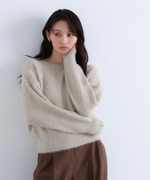 NATURAL BEAUTY BASIC(ナチュラルビューティーベーシック)の「◇スパンコールフェザーニット(ニット/セーター・レディース・ピンク/ベージュ/チャコールグレー・FREE)」の13枚目の写真