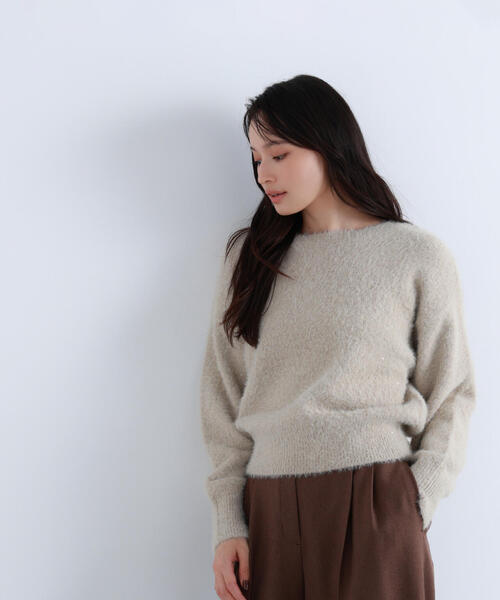 NATURAL BEAUTY BASIC(ナチュラルビューティーベーシック)の「◇スパンコールフェザーニット(ニット/セーター・レディース・ピンク/ベージュ/チャコールグレー・FREE)」の16枚目の写真