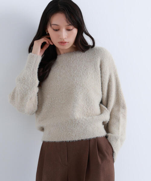 NATURAL BEAUTY BASIC(ナチュラルビューティーベーシック)の「◇スパンコールフェザーニット(ニット/セーター・レディース・ピンク/ベージュ/チャコールグレー・FREE)」の2枚目の写真