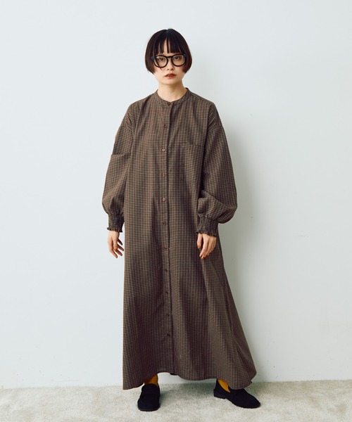 Crisp（クリスプ）の「チェックシャツワンピース（シャツワンピース・レディース・ブラウン/ベージュ・FREE）」の5枚目の写真