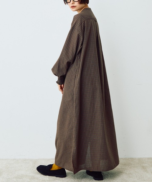 Crisp（クリスプ）の「チェックシャツワンピース（シャツワンピース・レディース・ブラウン/ベージュ・FREE）」の6枚目の写真