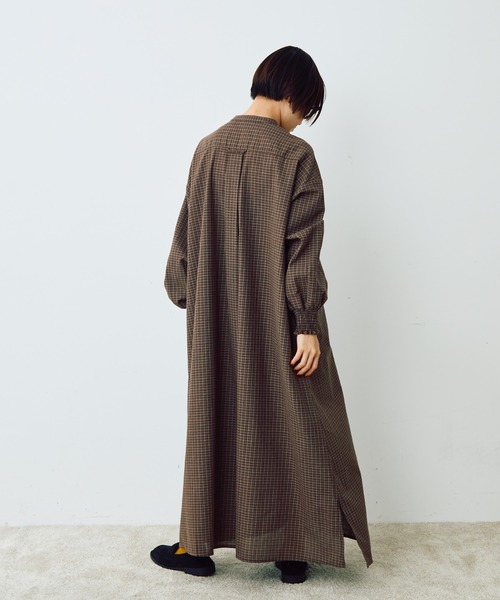 Crisp（クリスプ）の「チェックシャツワンピース（シャツワンピース・レディース・ブラウン/ベージュ・FREE）」の7枚目の写真