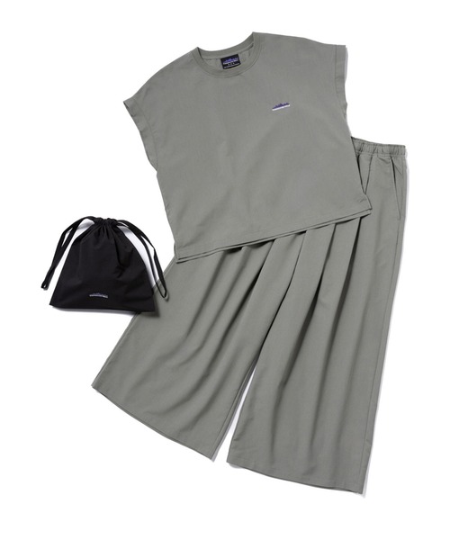 THOUSAND MILE（サウザンドマイル）の「[L's]FRENCH SLEEVE SHIRT & LONG PANTS SET HIGH AIR PERMEABILITY/フレンチスリーブシャツ＆ロングパンツセット（セットアップ・レディース・セージグリーン/ブルー/ブラック/グレイッシュベージュ・FREE）」の4枚目の写真