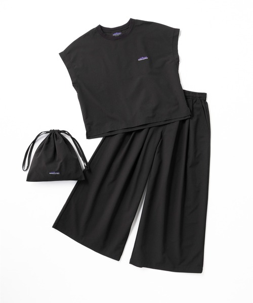 THOUSAND MILE（サウザンドマイル）の「[L's]FRENCH SLEEVE SHIRT & LONG PANTS SET HIGH AIR PERMEABILITY/フレンチスリーブシャツ＆ロングパンツセット（セットアップ・レディース・セージグリーン/ブルー/ブラック/グレイッシュベージュ・FREE）」の2枚目の写真