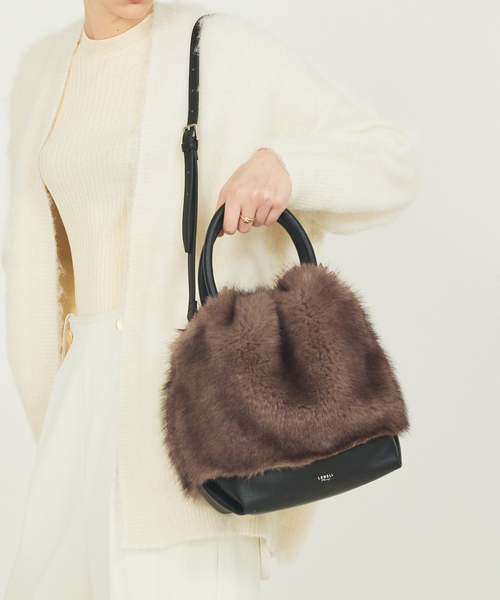 LOWELL things（ロウェル　シングス）の「Linfa/ファー2WAYショルダー（ショルダーバッグ・レディース・アイボリー/ブラウン/モカ・フリー）」の12枚目の写真