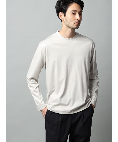 クルーネックTシャツ 長袖 ウォッシャブル 形態安定 シルケット