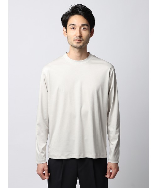 クルーネックTシャツ 長袖 ウォッシャブル 形態安定 シルケット