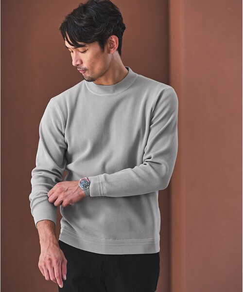 green label relaxing（グリーンレーベルリラクシング）の「【WEB限定】JUST fit デイリー アゼ モックネック ニット（ニット/セーター・メンズ・ブラック/ライトブルー/ライトグレー・XL/M/S/L）」の3枚目の写真