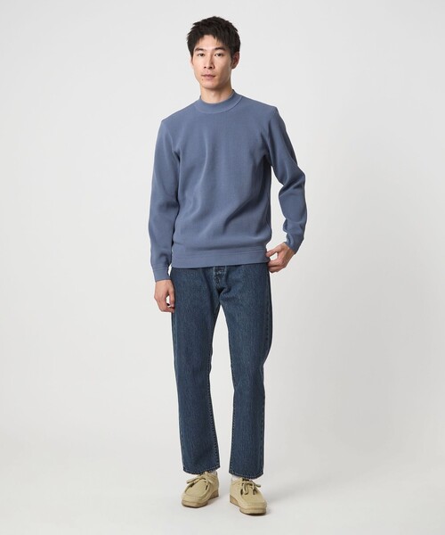 green label relaxing（グリーンレーベルリラクシング）の「【WEB限定】JUST fit デイリー アゼ モックネック ニット（ニット/セーター・メンズ・ブラック/ライトブルー/ライトグレー・XL/M/S/L）」の5枚目の写真