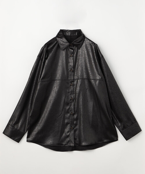 セール】チンツ加工 光沢シャツ/レザーライクシャツ（シャツ/ブラウス