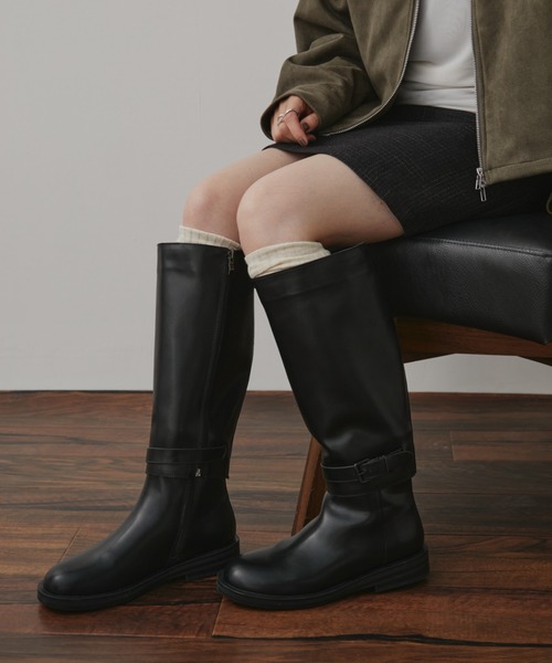 Aunt Marie's（アントマリーズ）の「2WAYフェイクレザーベルトロングブーツ / ショートブーツ（ブーツ・レディース・ブラック・LARGE/MEDIUM/SMALL）」の8枚目の写真