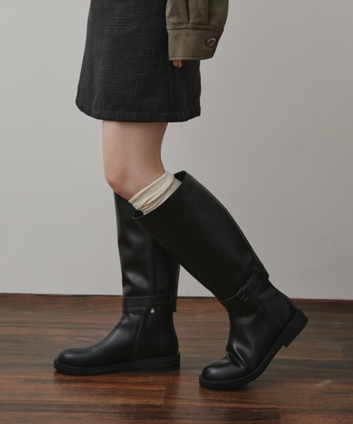 Aunt Marie's（アントマリーズ）の「2WAYフェイクレザーベルトロングブーツ / ショートブーツ（ブーツ・レディース・ブラック・LARGE/MEDIUM/SMALL）」の9枚目の写真