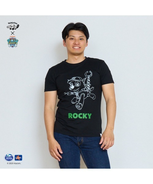 Vehicles(ビークルズ)の「パウパトロール 子供服 グラフィック半袖Tシャツロッキーホワイト ロッキー(Tシャツ/カットソー・レディース・ホワイト/ブラック・womens free/MEDIUM/LARGE)」の6枚目の写真