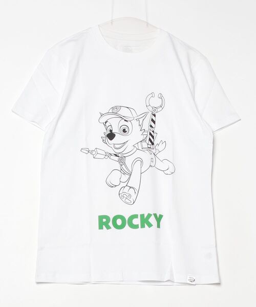 Vehicles(ビークルズ)の「パウパトロール 子供服 グラフィック半袖Tシャツロッキーホワイト ロッキー(Tシャツ/カットソー・レディース・ホワイト/ブラック・womens free/MEDIUM/LARGE)」の10枚目の写真