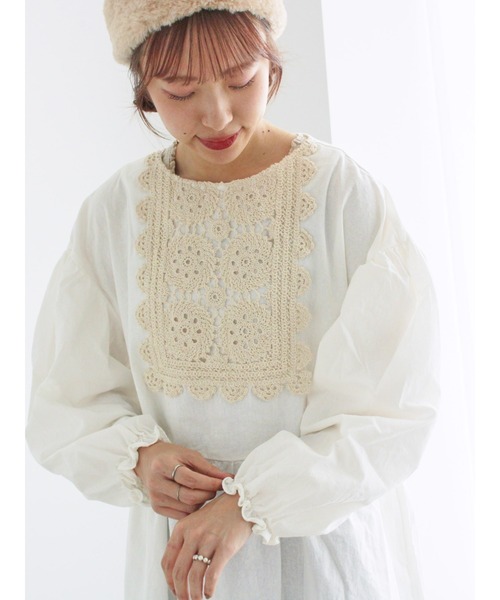 Samansa Mos2（サマンサ モスモス）の「【WEB限定】胸元レース貼りチュニック（シャツ/ブラウス・レディース・キナリ/ブラック・F）」の11枚目の写真