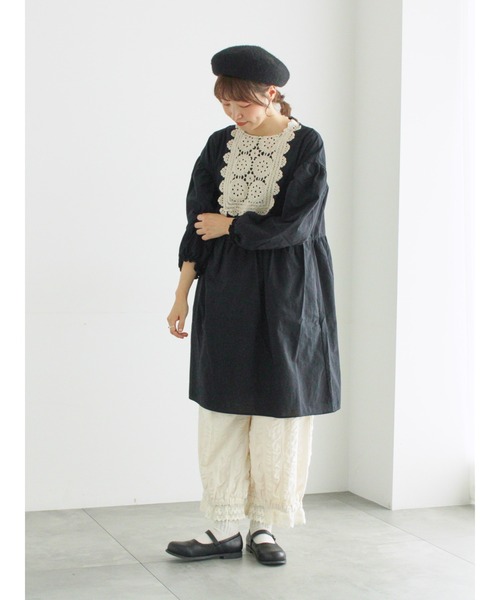 Samansa Mos2（サマンサ モスモス）の「【WEB限定】胸元レース貼りチュニック（シャツ/ブラウス・レディース・キナリ/ブラック・F）」の18枚目の写真