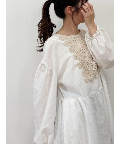 Samansa Mos2（サマンサ モスモス）の「【WEB限定】胸元レース貼りチュニック（シャツ/ブラウス・レディース・キナリ/ブラック・F）」の22枚目の写真