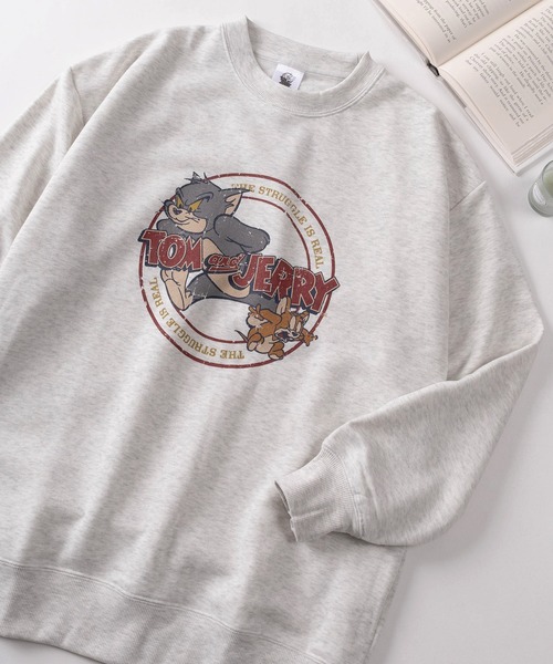 Tom&Jerry(トムアンドジェリー)の「【71】【TOM&JERRY/トムとジェリー】サークルデザイン 裏起毛 スウェット(スウェット・レディース・アッシュグレー/クリーム/チャコールグレー/ネイビー・M/L)」の3枚目の写真