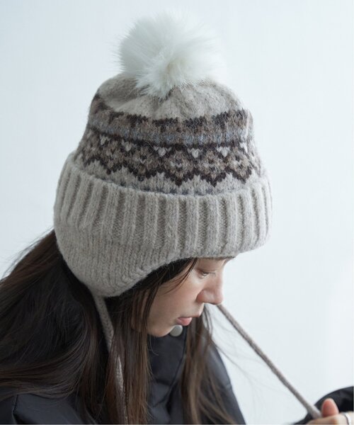 VENCEEXCHANGE（ヴァンスエクスチェンジ）の「ノルディック柄ニット帽（ニットキャップ/ビーニー・レディース・ブラック/ブラウン/ベージュ・FREE）」の3枚目の写真
