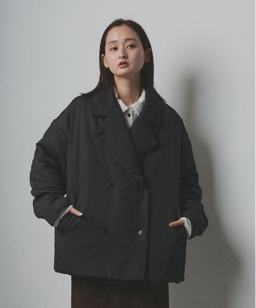 さとちん 　　　　　　柄テーラードジャケット　中綿　アウター　11AR セール】中綿 テーラード カラーコート（ダウンジャケット/コート