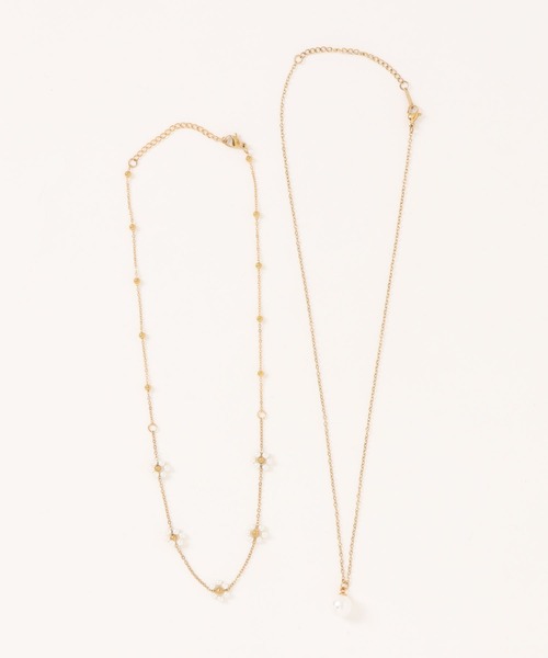 apres jour clair(アプレジュールクレア)の「【apres jour clair】フラワーパールネックレス(ネックレス・レディース・ゴールド・FREE)」の3枚目の写真