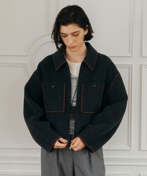 CREDONA | WOOL EMBROIDERY SHORT ZIP JACKET/ウールエンブロイダリージップジャケット(その他アウター)