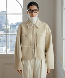 WOOL EMBROIDERY SHORT ZIP JACKET/ウールエンブロイダリージップジャケット