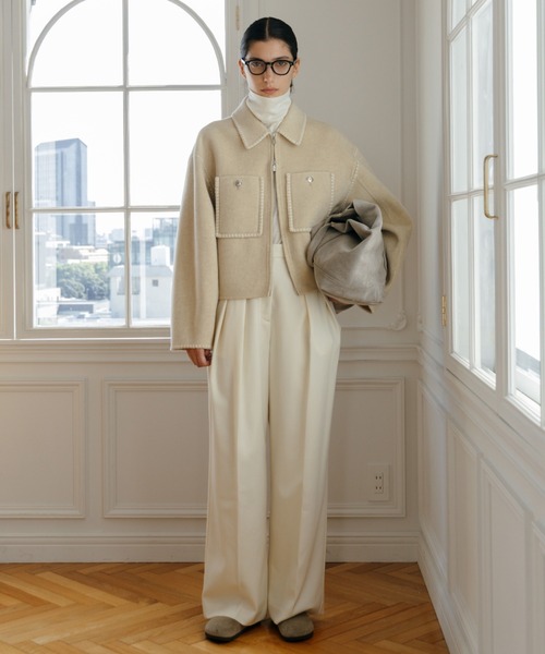 WOOL EMBROIDERY SHORT ZIP JACKET/ウールエンブロイダリージップ