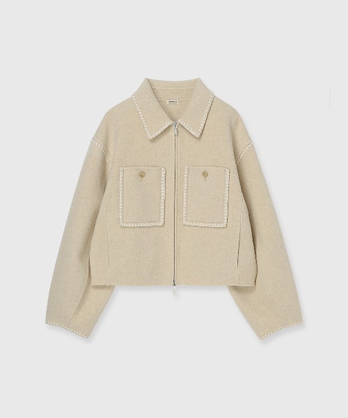 WOOL EMBROIDERY SHORT ZIP JACKET/ウールエンブロイダリージップ