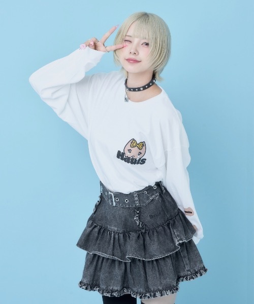 Hauls(ハウルズ)の「ギャル吉BIGロンTEE(Tシャツ/カットソー・レディース・ブラック/ホワイト・FREE)」の1枚目の写真