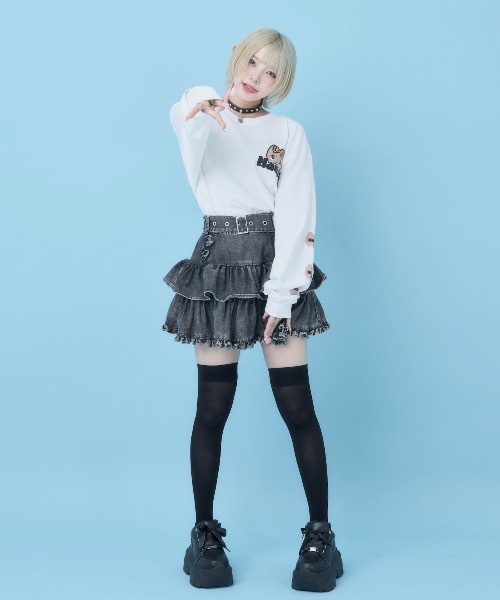 Hauls(ハウルズ)の「ギャル吉BIGロンTEE(Tシャツ/カットソー・レディース・ブラック/ホワイト・FREE)」の3枚目の写真